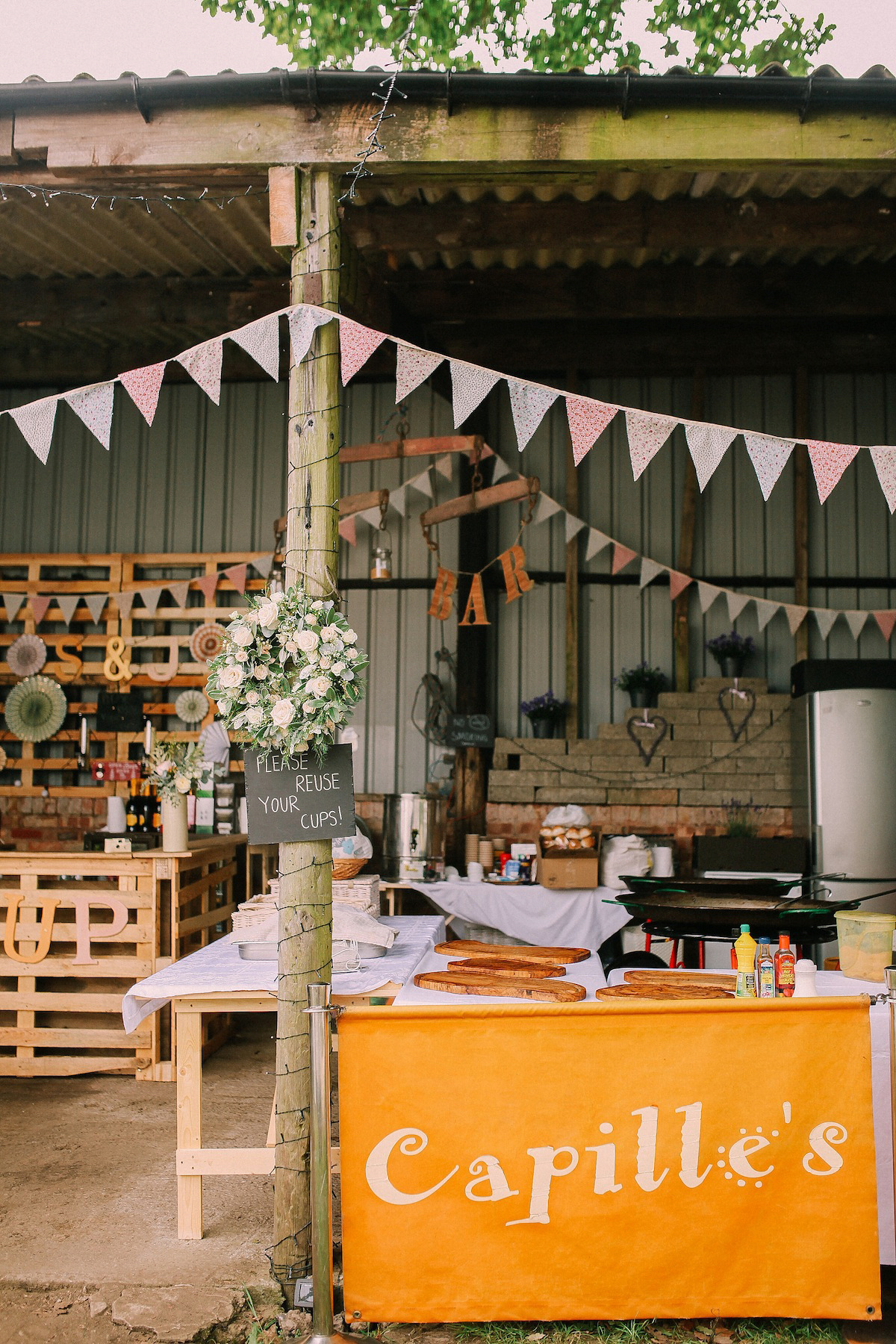 A festival inspired farm wedding in shades of peach. Photography by Rosie Hardy and Adam Bird.