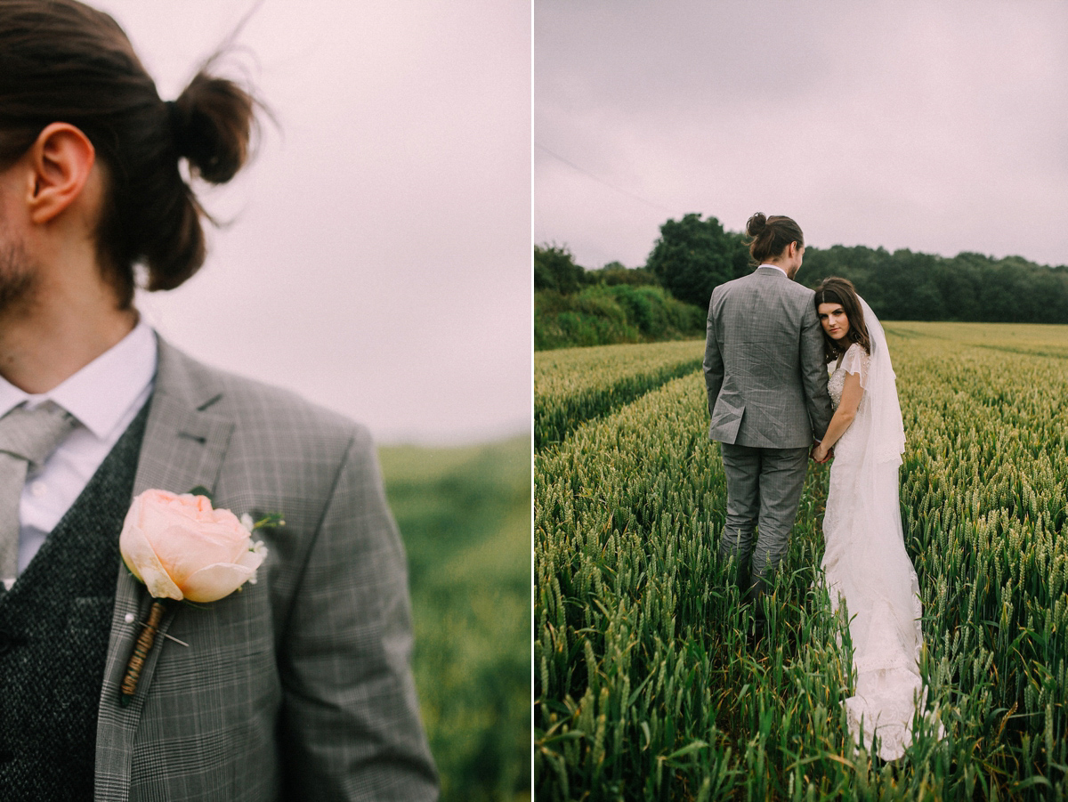 A festival inspired farm wedding in shades of peach. Photography by Rosie Hardy and Adam Bird.