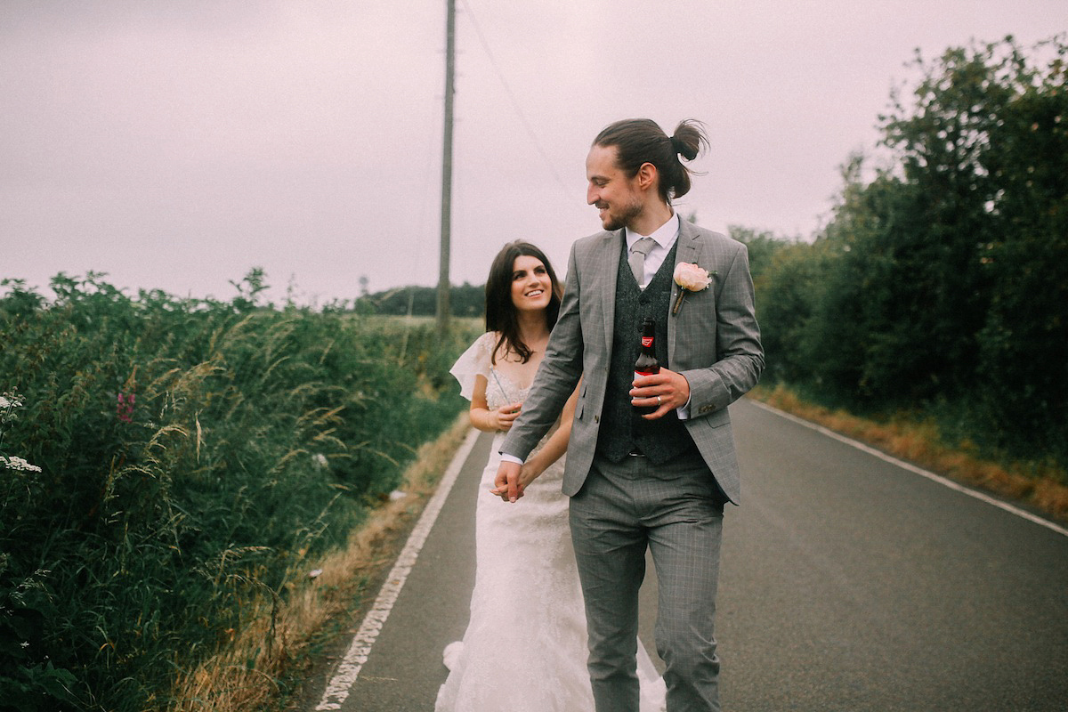 A festival inspired farm wedding in shades of peach. Photography by Rosie Hardy and Adam Bird.