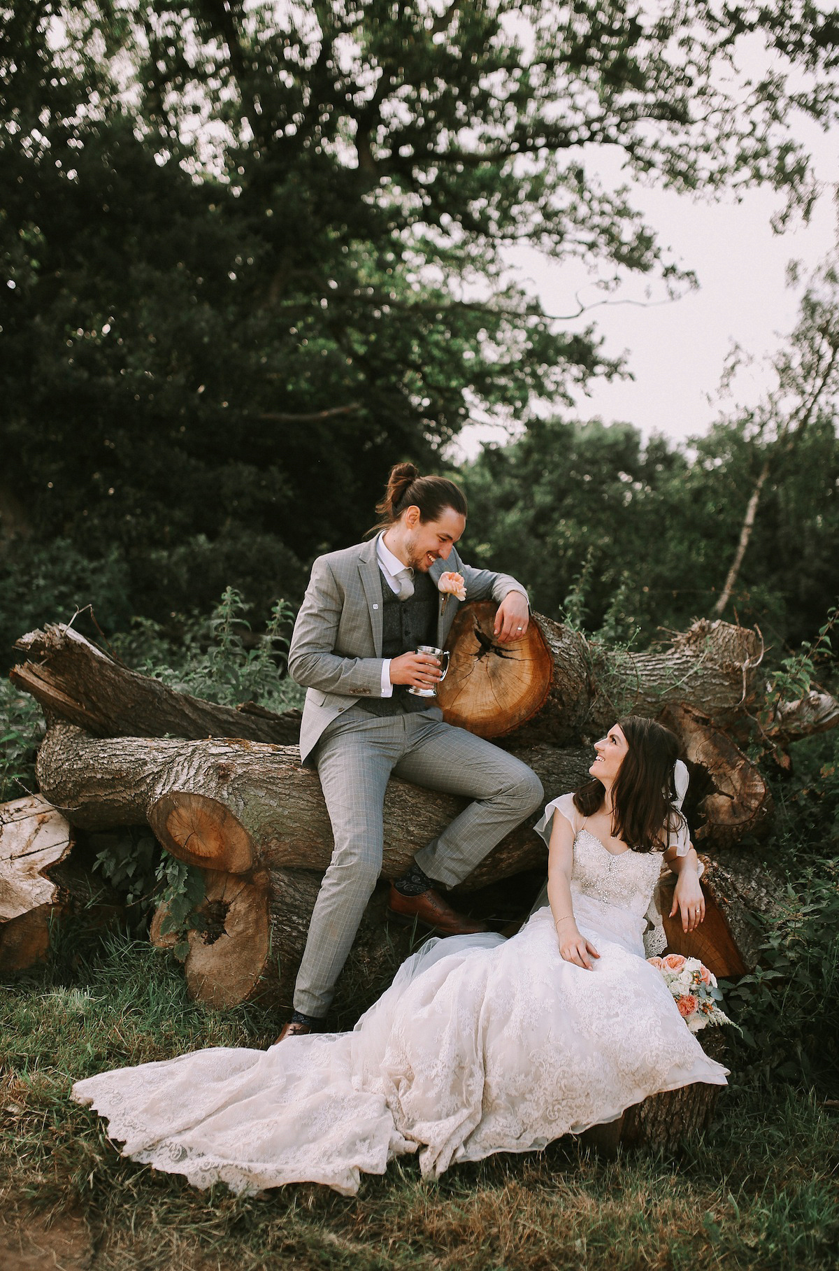 A festival inspired farm wedding in shades of peach. Photography by Rosie Hardy and Adam Bird.