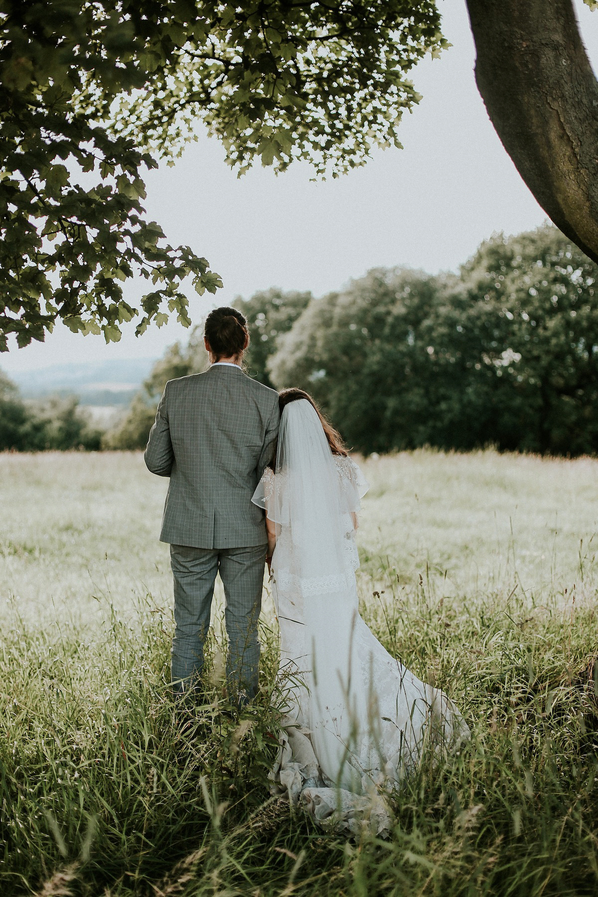 A festival inspired farm wedding in shades of peach. Photography by Rosie Hardy and Adam Bird.