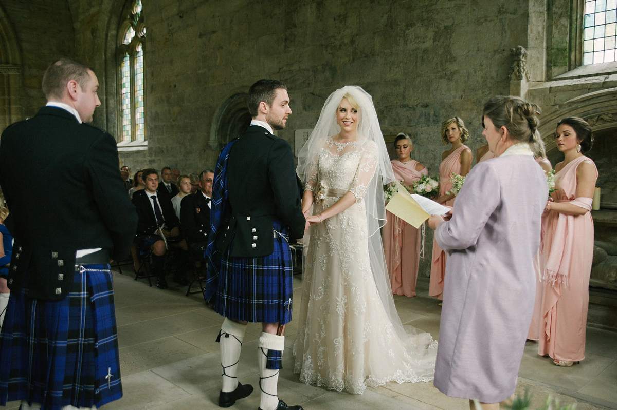 Megan wore Maggie Sottero for her American-English and travel inspired wedding in Scotland. Images captued by ChicPhoto.