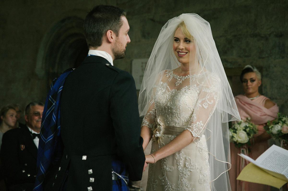 Megan wore Maggie Sottero for her American-English and travel inspired wedding in Scotland. Images captued by ChicPhoto.