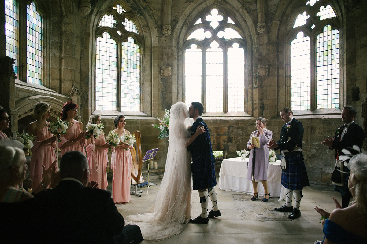 Megan wore Maggie Sottero for her American-English and travel inspired wedding in Scotland. Images captued by ChicPhoto.