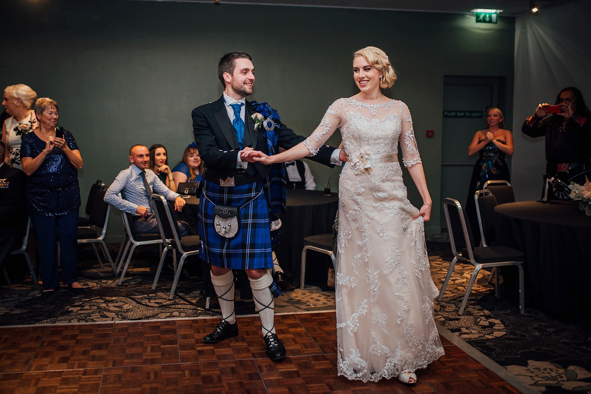 Megan wore Maggie Sottero for her American-English and travel inspired wedding in Scotland. Images captued by ChicPhoto.