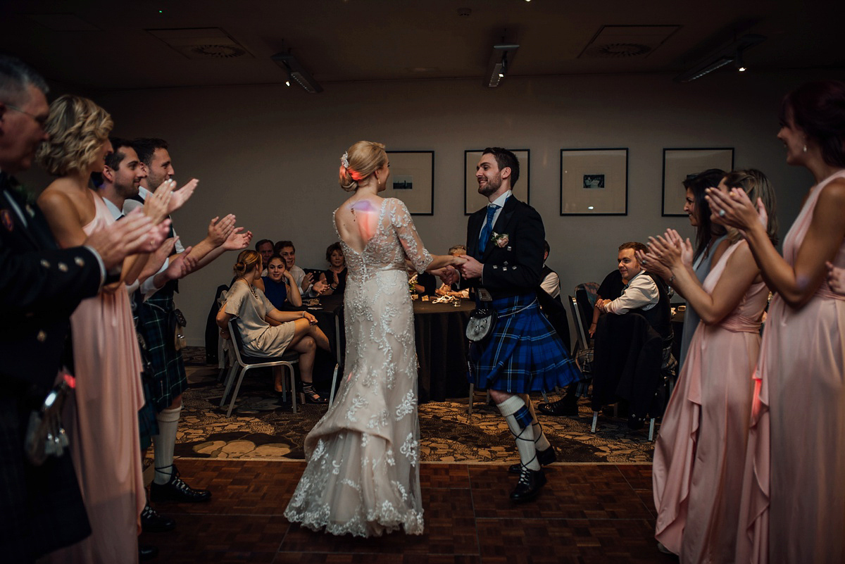 Megan wore Maggie Sottero for her American-English and travel inspired wedding in Scotland. Images captued by ChicPhoto.