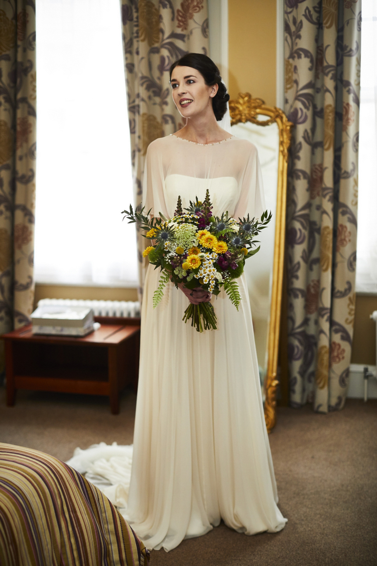 Sarah wore 'Betty' by Jenny Packham for her Yorkshire Dales and English woodland inspired Autumn wedding in York. Photography by David Lindsay.