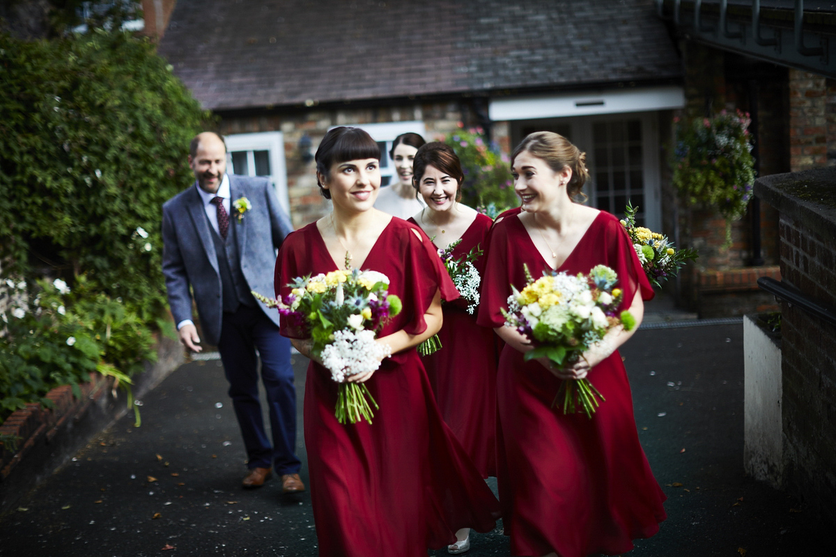 Sarah wore 'Betty' by Jenny Packham for her Yorkshire Dales and English woodland inspired Autumn wedding in York. Photography by David Lindsay.