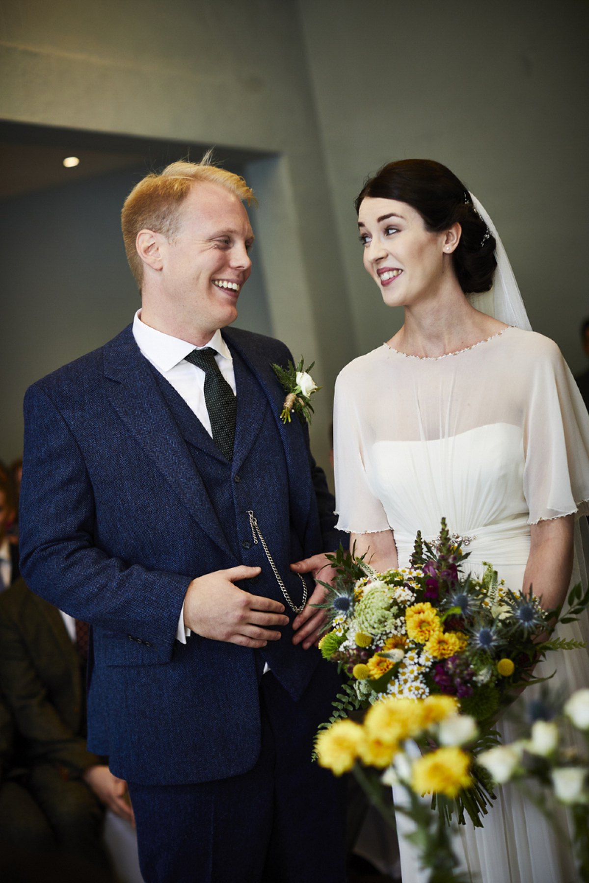 Sarah wore 'Betty' by Jenny Packham for her Yorkshire Dales and English woodland inspired Autumn wedding in York. Photography by David Lindsay.