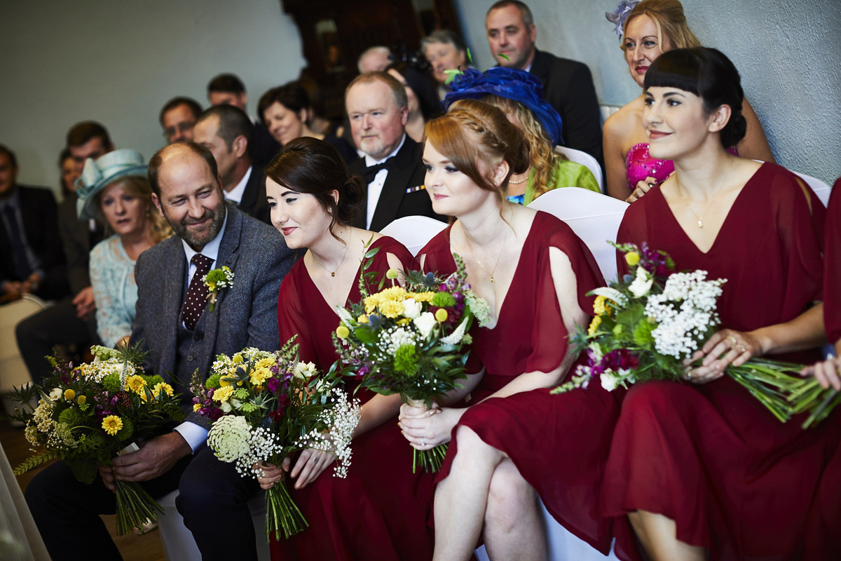 Sarah wore 'Betty' by Jenny Packham for her Yorkshire Dales and English woodland inspired Autumn wedding in York. Photography by David Lindsay.