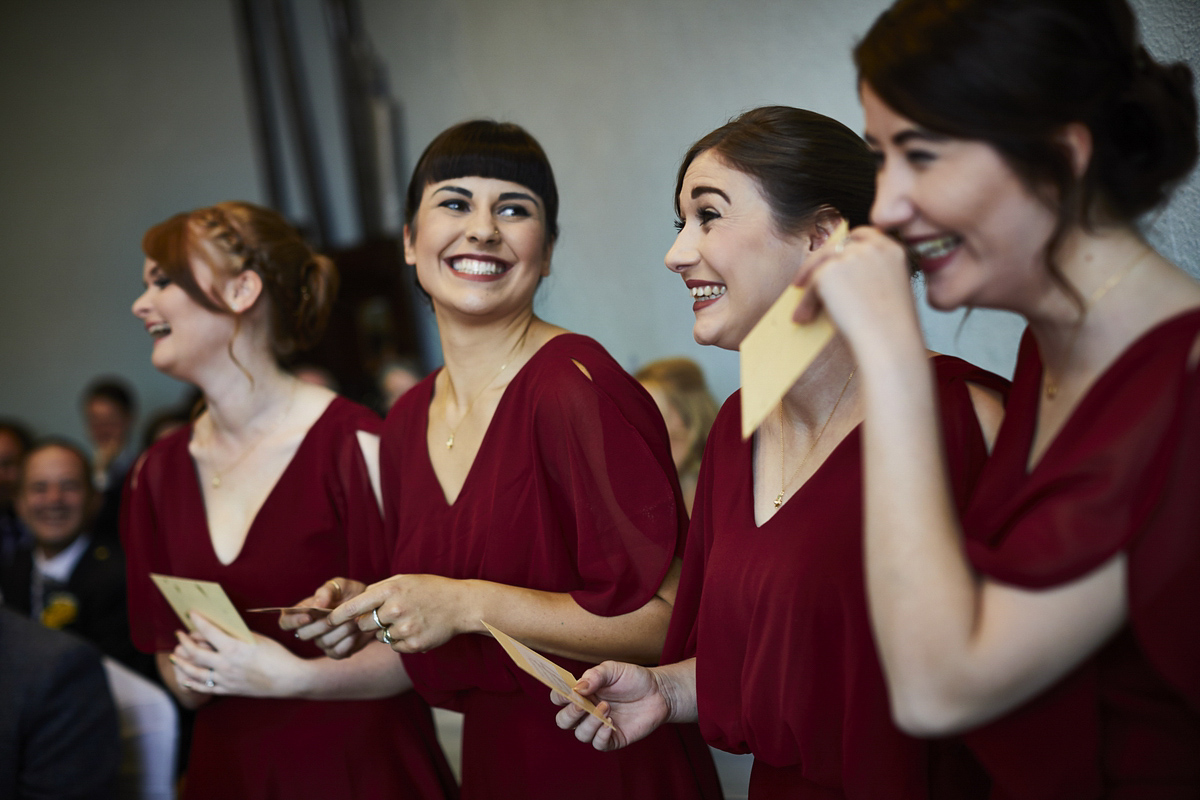 Sarah wore 'Betty' by Jenny Packham for her Yorkshire Dales and English woodland inspired Autumn wedding in York. Photography by David Lindsay.