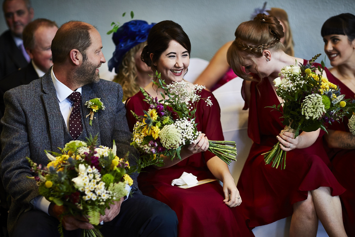 Sarah wore 'Betty' by Jenny Packham for her Yorkshire Dales and English woodland inspired Autumn wedding in York. Photography by David Lindsay.