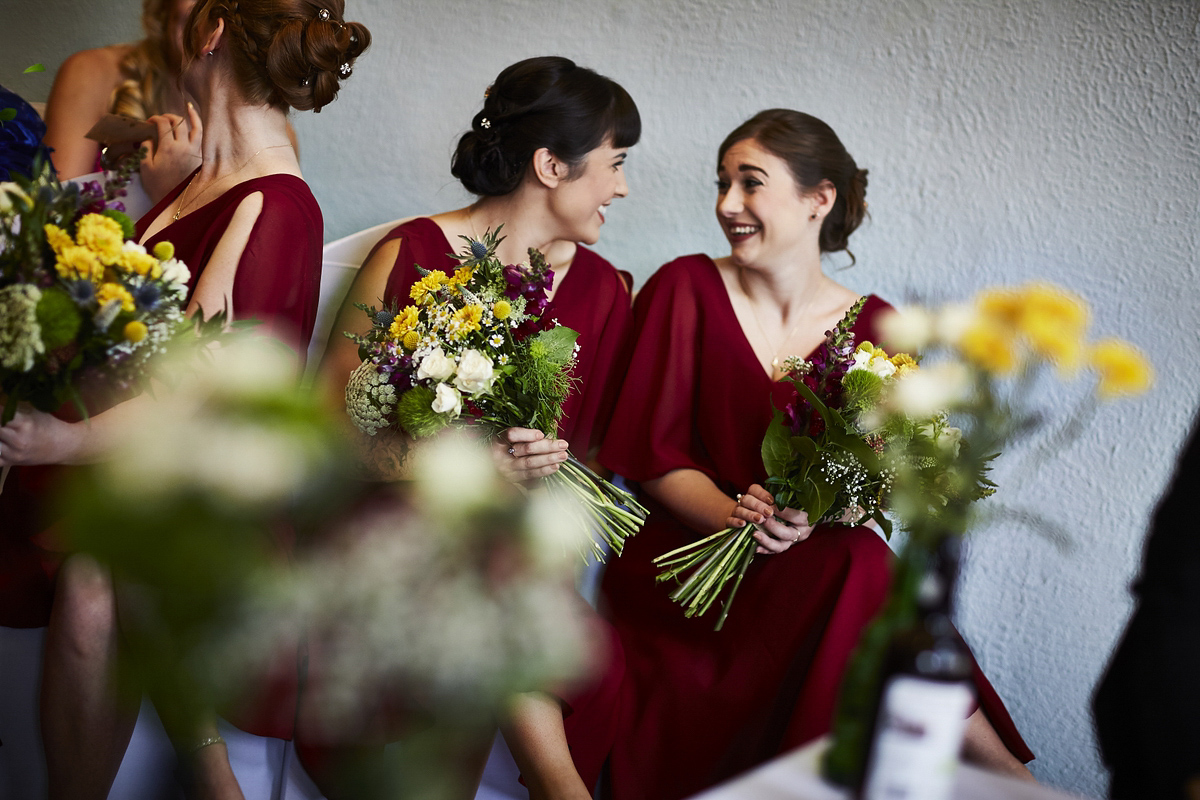 Sarah wore 'Betty' by Jenny Packham for her Yorkshire Dales and English woodland inspired Autumn wedding in York. Photography by David Lindsay.