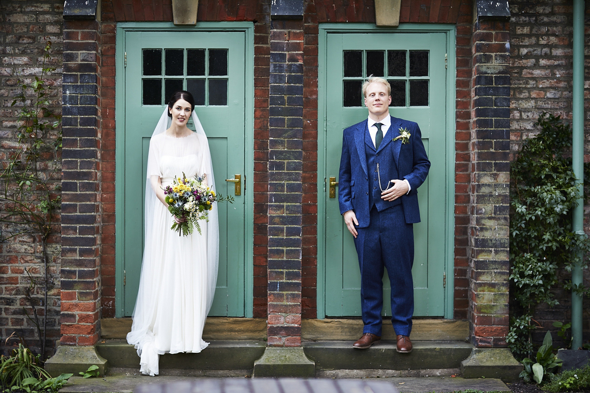 Sarah wore 'Betty' by Jenny Packham for her Yorkshire Dales and English woodland inspired Autumn wedding in York. Photography by David Lindsay.