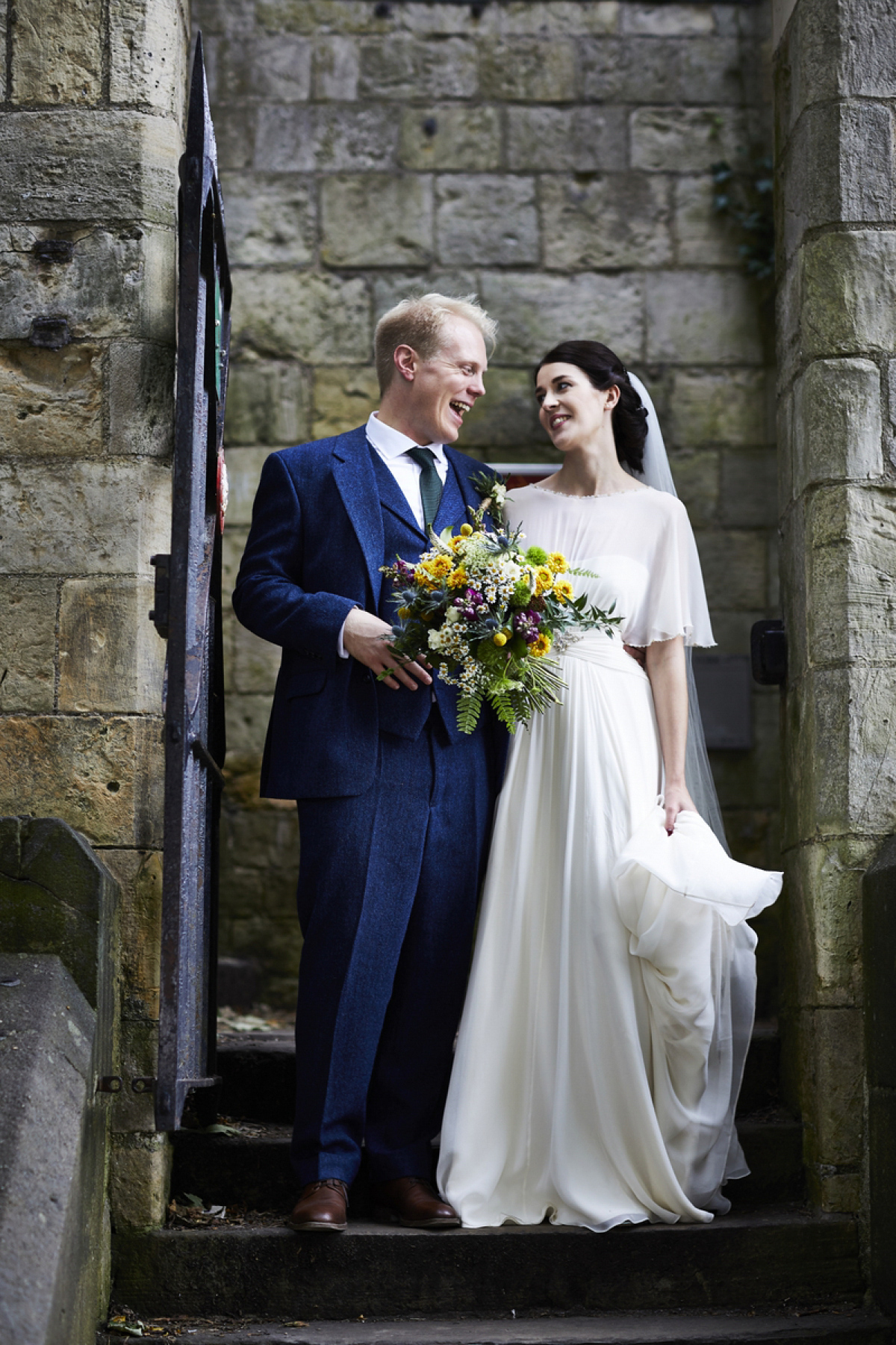 Sarah wore 'Betty' by Jenny Packham for her Yorkshire Dales and English woodland inspired Autumn wedding in York. Photography by David Lindsay.