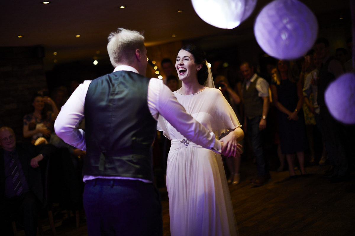 Sarah wore 'Betty' by Jenny Packham for her Yorkshire Dales and English woodland inspired Autumn wedding in York. Photography by David Lindsay.