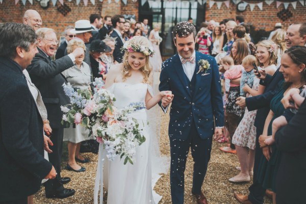 An Off the Shoulder Gown and Flowers in her Hair for a Charming Seaside Inspired Wedding
