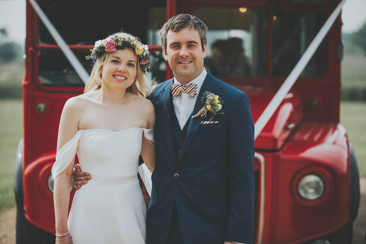 Anya wore a Sabina Motasem gown and floral crown for her vintage seaside inspired wedding. Photography by Eliza Claire.