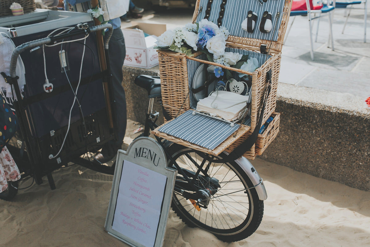 Anya wore a Sabina Motasem gown and floral crown for her vintage seaside inspired wedding. Photography by Eliza Claire.