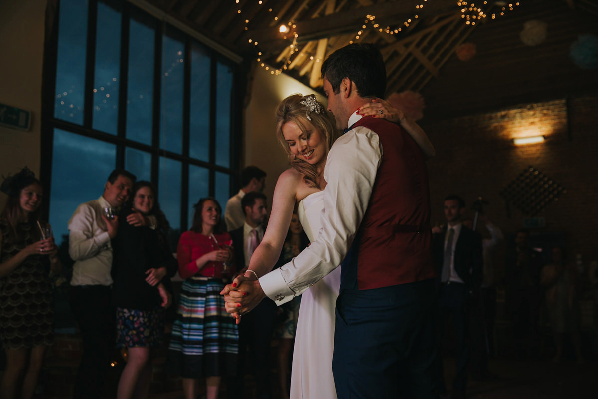 Anya wore a Sabina Motasem gown and floral crown for her vintage seaside inspired wedding. Photography by Eliza Claire.