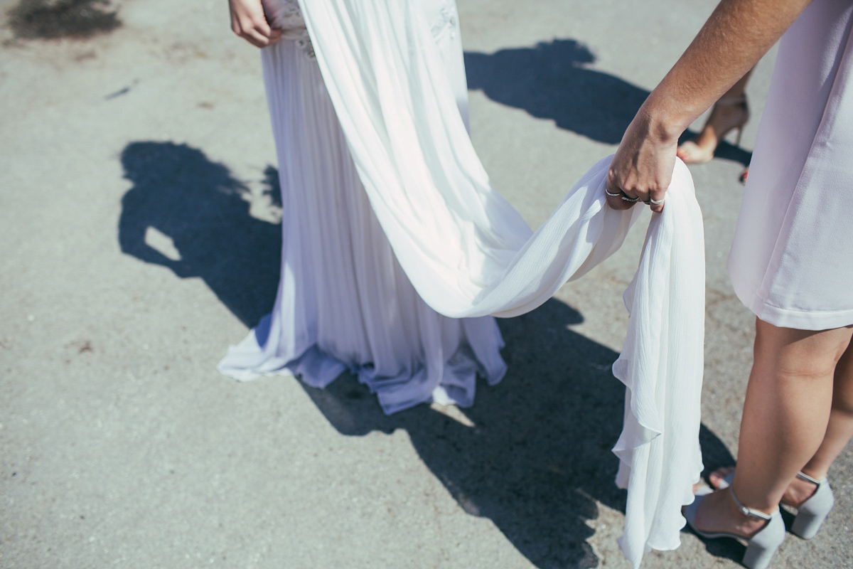 Imogen wore a Temperley gown for her Allotment club wedding in the woods. Photography by Greg Milner.