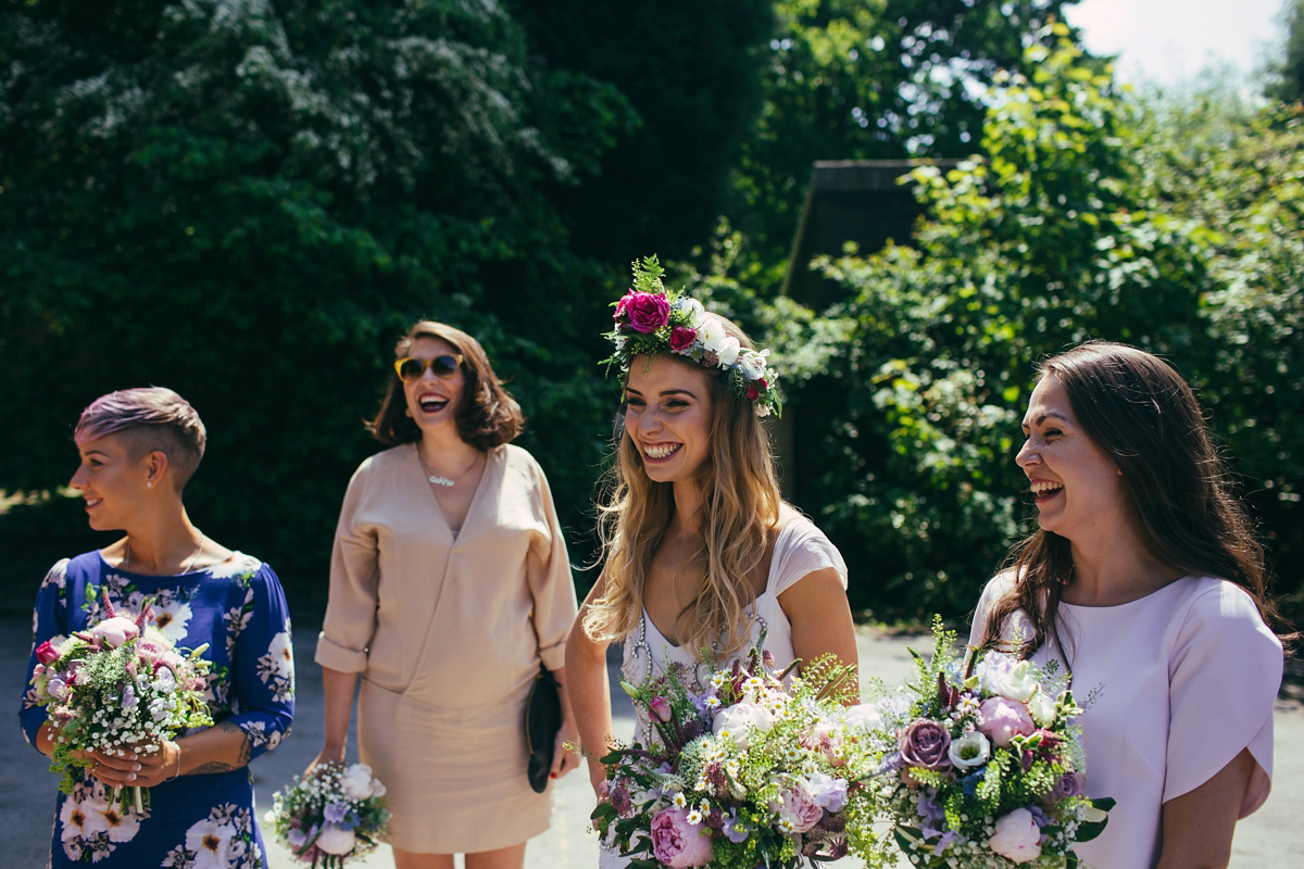 Imogen wore a Temperley gown for her Allotment club wedding in the woods. Photography by Greg Milner.