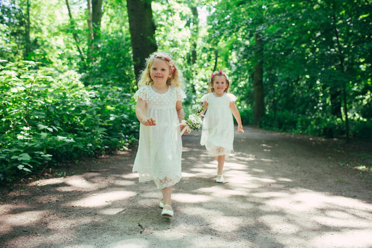 Imogen wore a Temperley gown for her Allotment club wedding in the woods. Photography by Greg Milner.