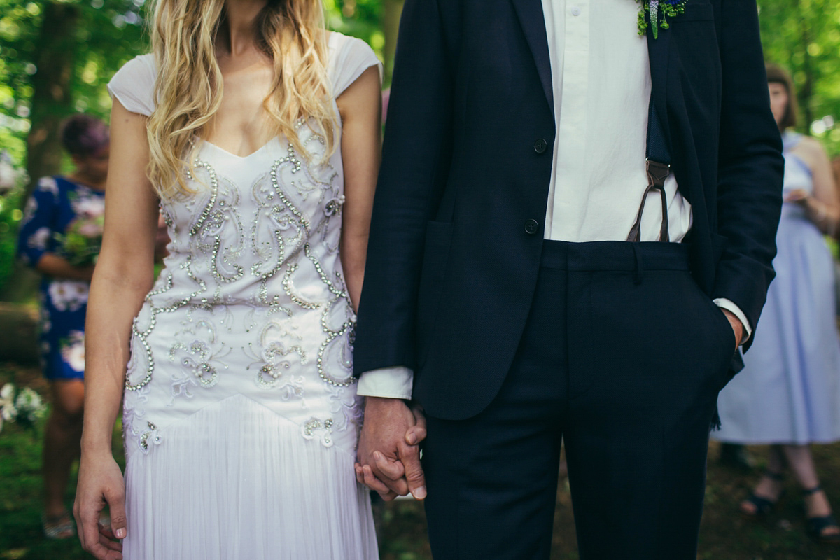 Imogen wore a Temperley gown for her Allotment club wedding in the woods. Photography by Greg Milner. Imogen wore a Temperley gown for her Allotment club wedding in the woods. Photography by Greg Milner.