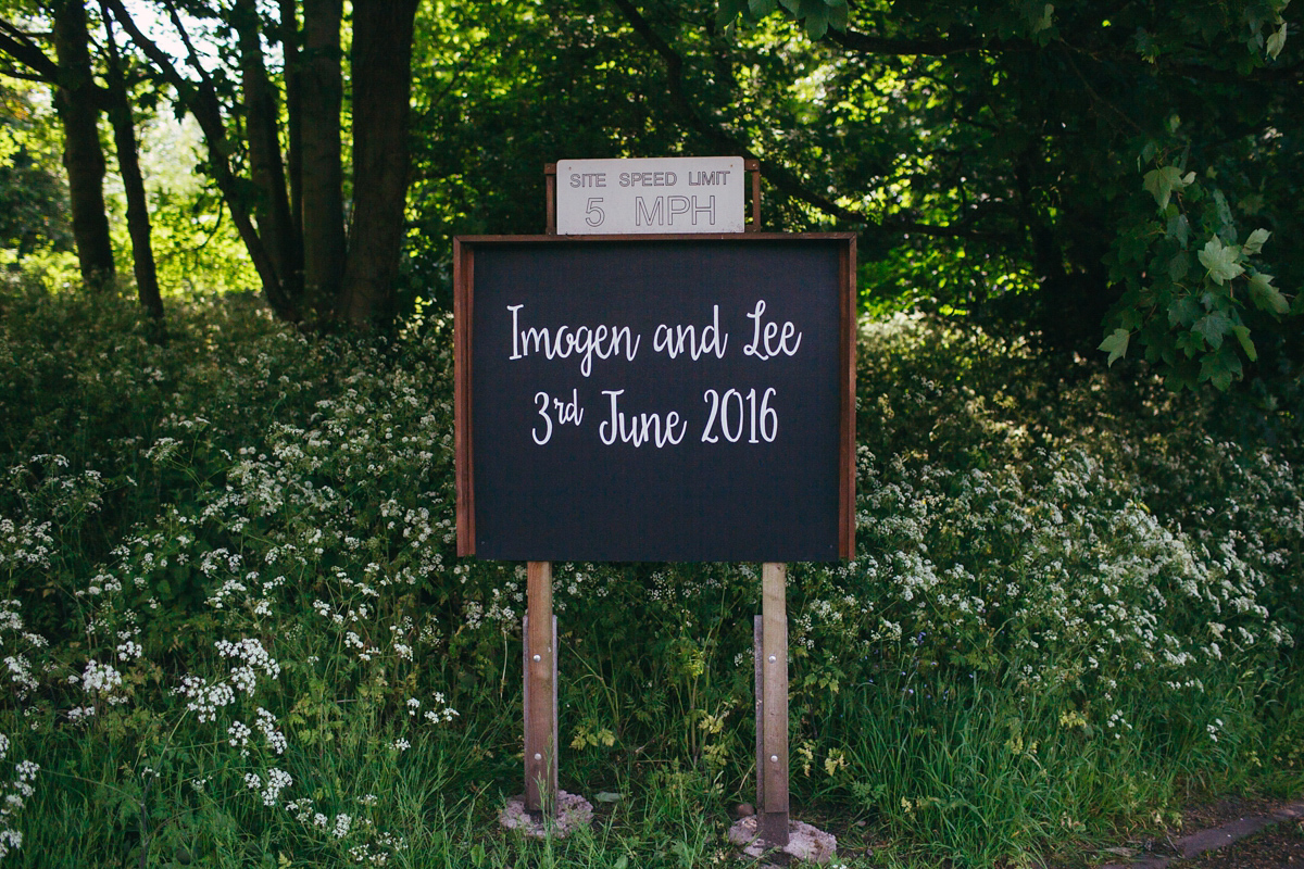 Imogen wore a Temperley gown for her Allotment club wedding in the woods. Photography by Greg Milner.