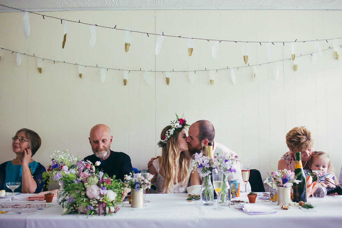 Imogen wore a Temperley gown for her Allotment club wedding in the woods. Photography by Greg Milner.