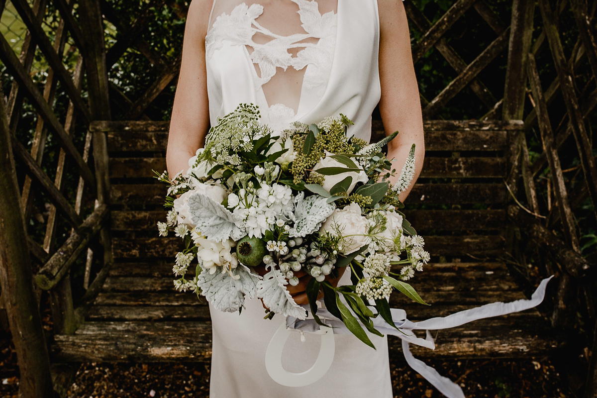 A David Fielden gown for a wedding at Pennard House in Somerset. Photography by Noel Deasington.