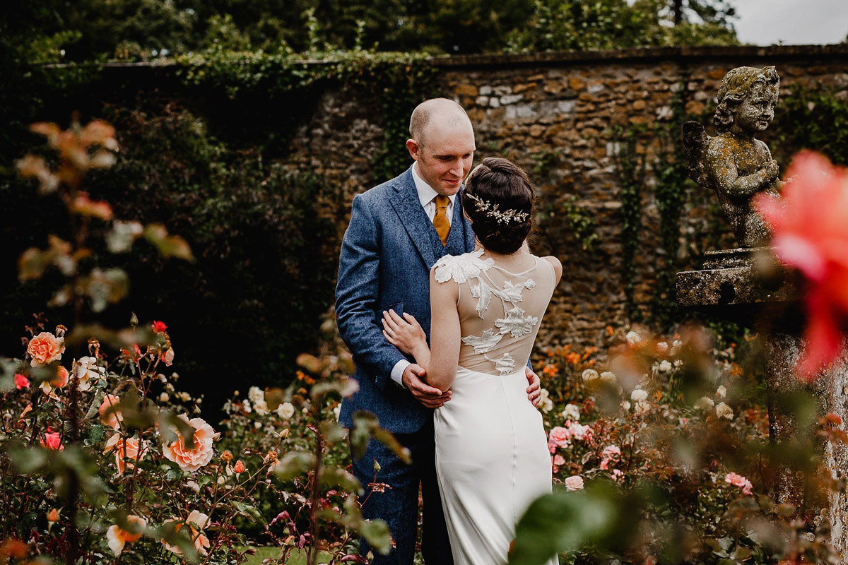 A David Fielden gown for a wedding at Pennard House in Somerset. Photography by Noel Deasington.