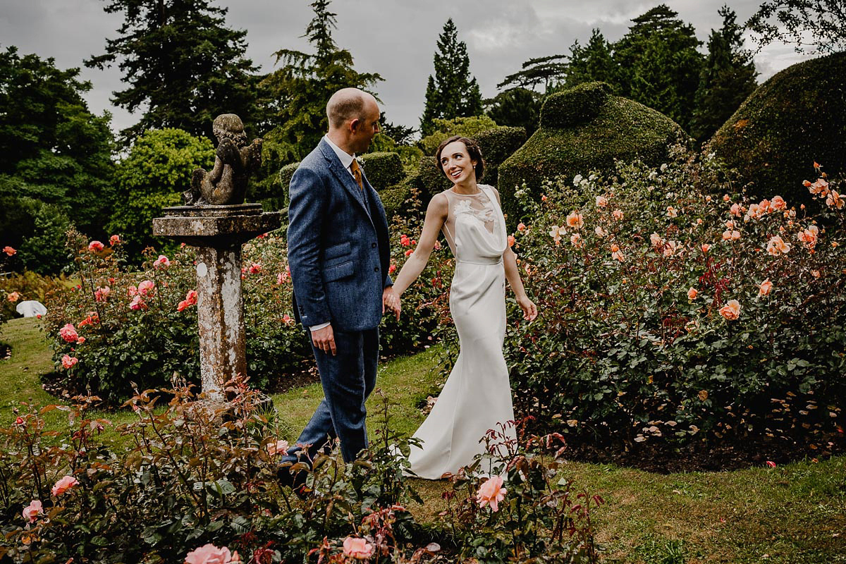 A David Fielden gown for a wedding at Pennard House in Somerset. Photography by Noel Deasington.