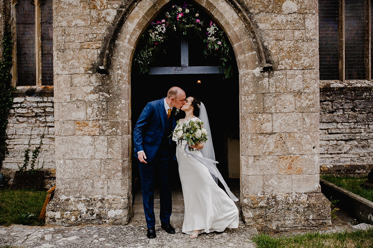 A David Fielden gown for a wedding at Pennard House in Somerset. Photography by Noel Deasington.