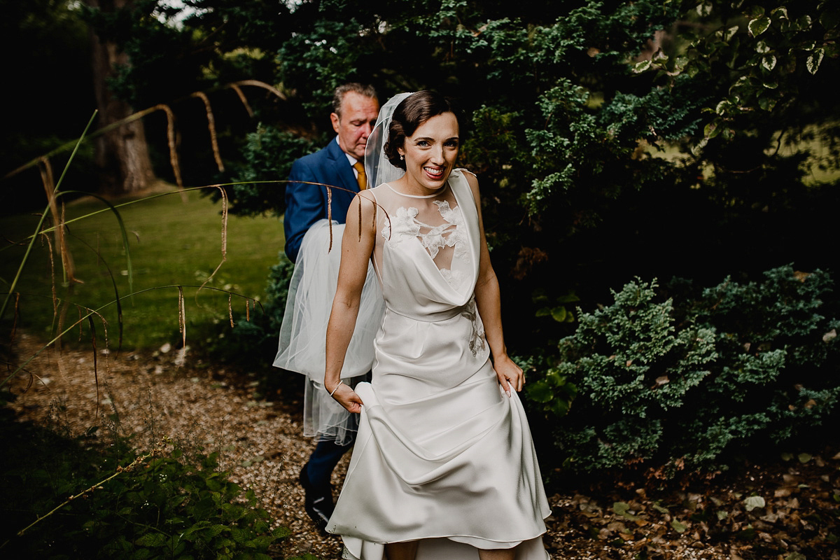 A David Fielden gown for a wedding at Pennard House in Somerset. Photography by Noel Deasington.