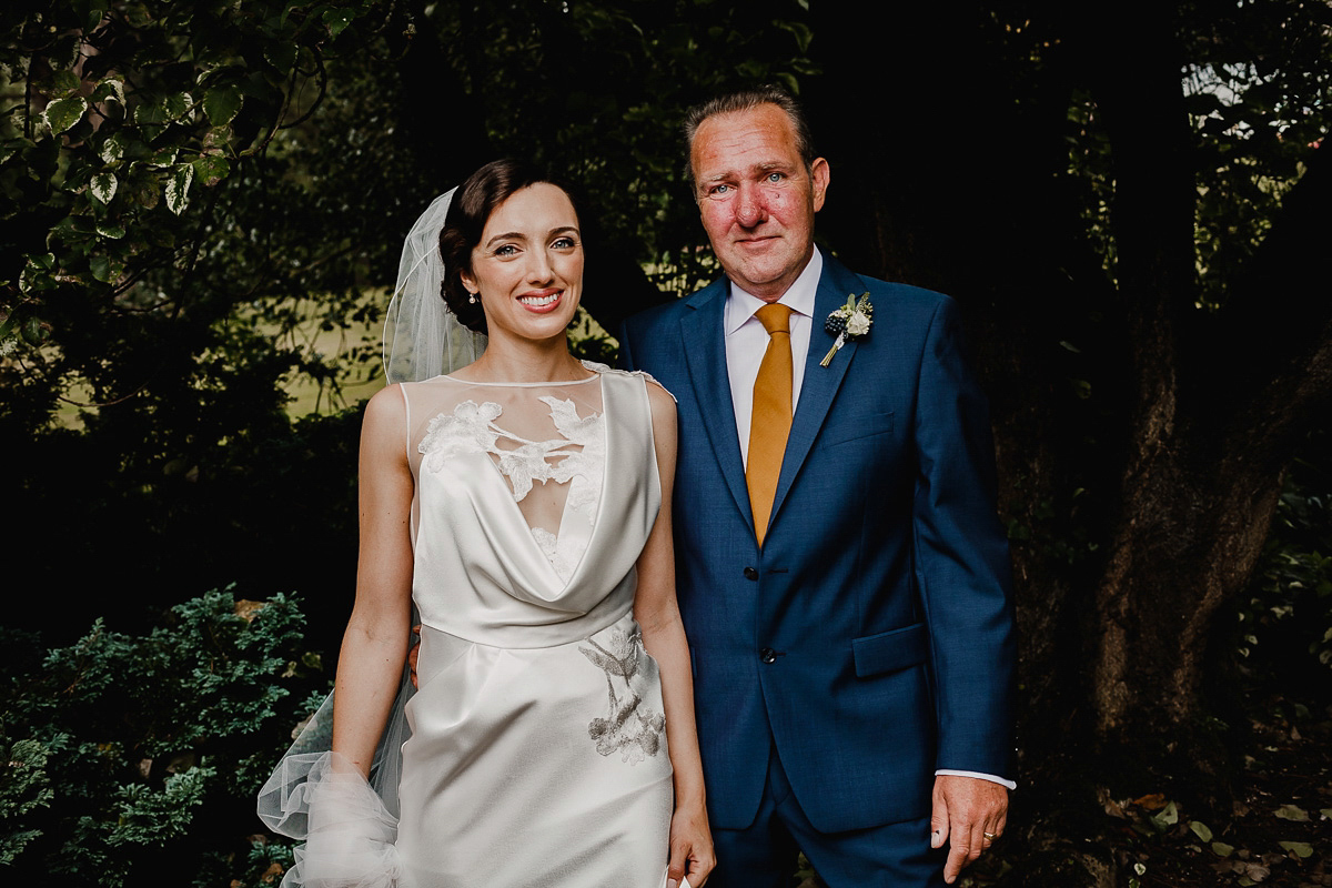 A David Fielden gown for a wedding at Pennard House in Somerset. Photography by Noel Deasington.