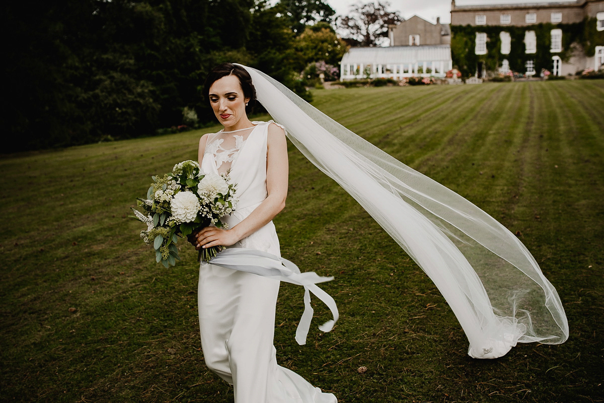 A David Fielden gown for a wedding at Pennard House in Somerset. Photography by Noel Deasington.