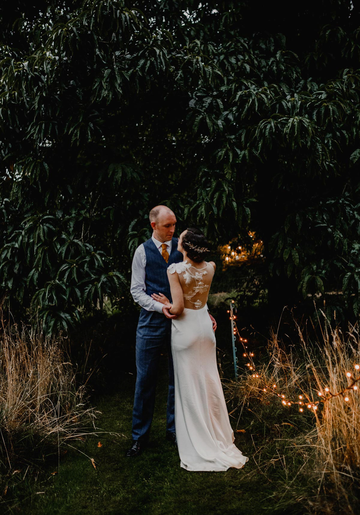 A David Fielden gown for a wedding at Pennard House in Somerset. Photography by Noel Deasington.