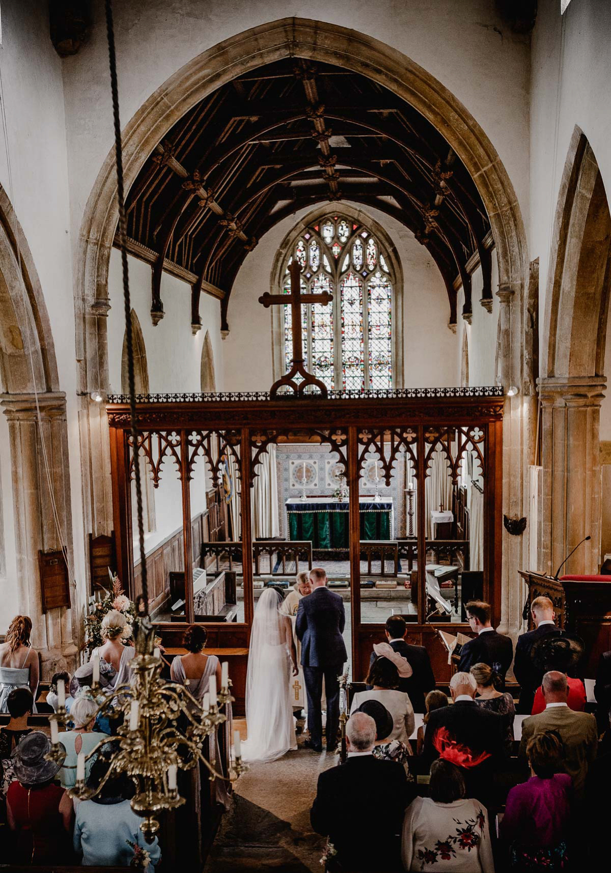 A David Fielden gown for a wedding at Pennard House in Somerset. Photography by Noel Deasington.