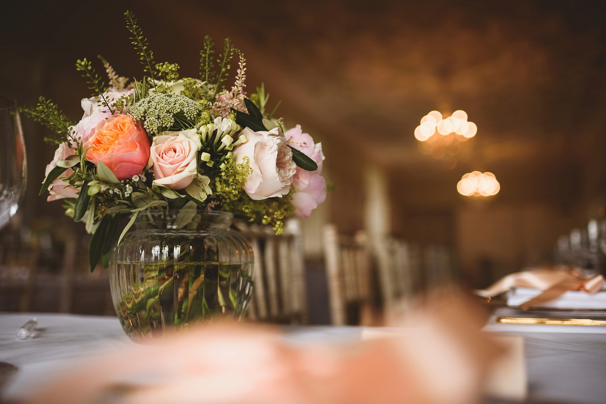 Sarah wore Rosa Clara for her classy and elegant black tie wedding at Hengrave Hall. Photography by Jackson & Co.