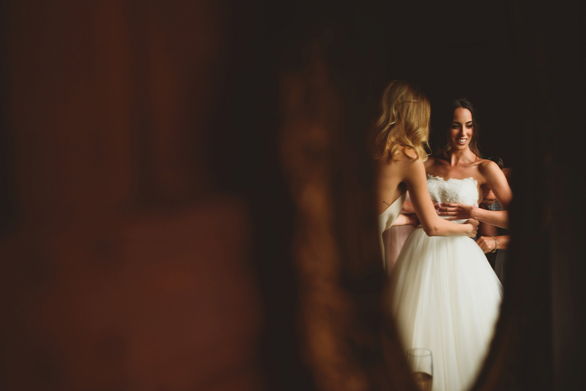 Sarah wore Rosa Clara for her classy and elegant black tie wedding at Hengrave Hall. Photography by Jackson & Co.