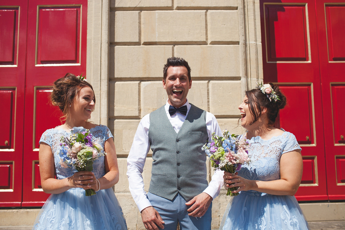 Rebecca wore a Charlie Brear gown from the Cicily Bridal boutique for her vintage tea party, village hall wedding. Captured by Ragdoll Photography.