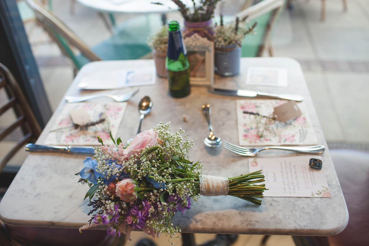 Rebecca wore a Charlie Brear gown from the Cicily Bridal boutique for her vintage tea party, village hall wedding. Captured by Ragdoll Photography.