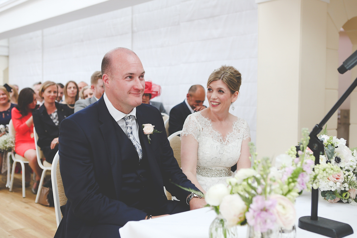 Kate wore a 1950's inspired gown by Fur Coat No Knickers for her elegant and romantic Spring wedding at Pembroke Lodge. Images by Funky Photography.