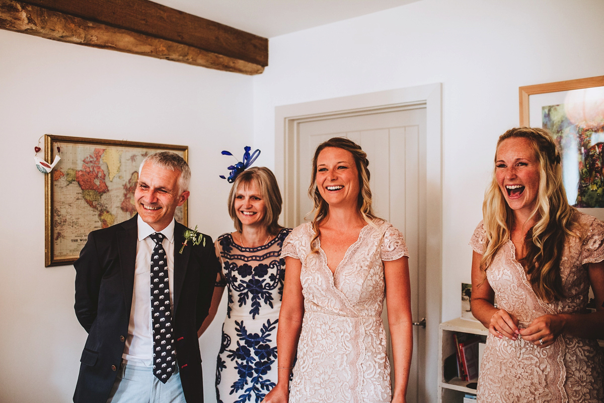 Jessica wore a Claire Pettibone gown from Ellie Sanderson in Surrey for her country village wedding that was full of fun and charm. Photography by Frankee Victoria.