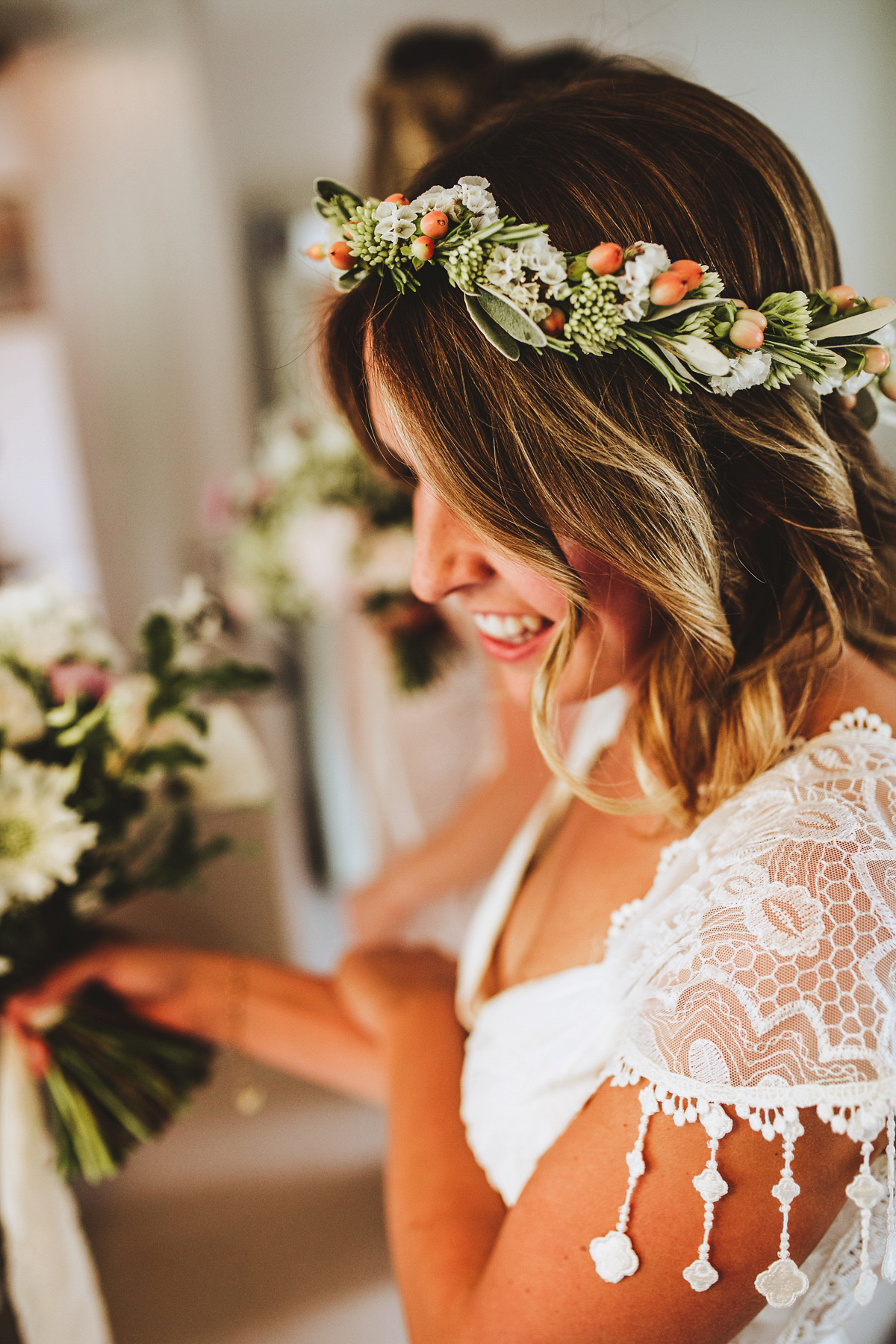 Jessica wore a Claire Pettibone gown from Ellie Sanderson in Surrey for her country village wedding that was full of fun and charm. Photography by Frankee Victoria.