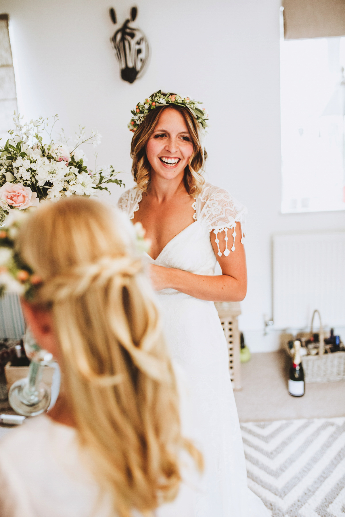 Jessica wore a Claire Pettibone gown from Ellie Sanderson in Surrey for her country village wedding that was full of fun and charm. Photography by Frankee Victoria.