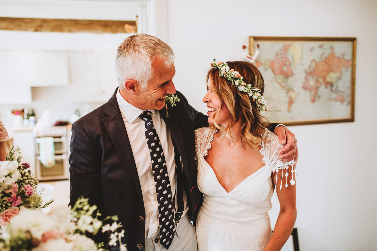 Jessica wore a Claire Pettibone gown from Ellie Sanderson in Surrey for her country village wedding that was full of fun and charm. Photography by Frankee Victoria.