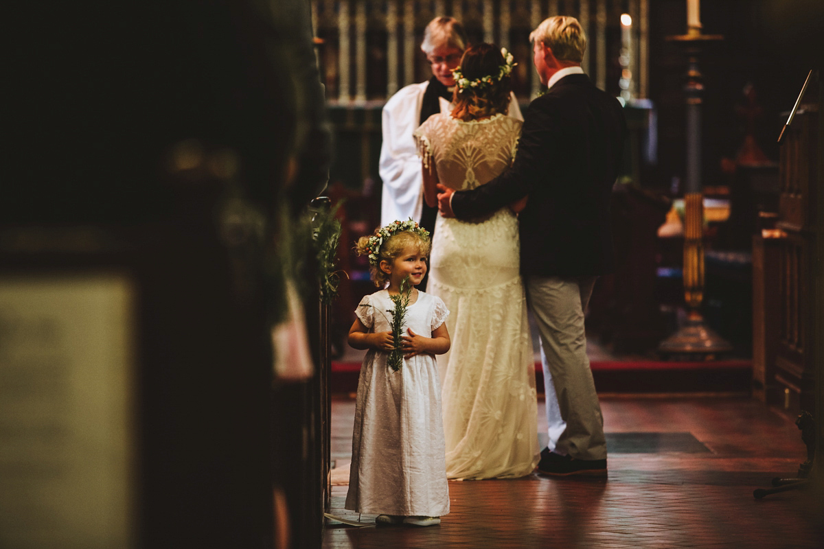 Jessica wore a Claire Pettibone gown from Ellie Sanderson in Surrey for her country village wedding that was full of fun and charm. Photography by Frankee Victoria.