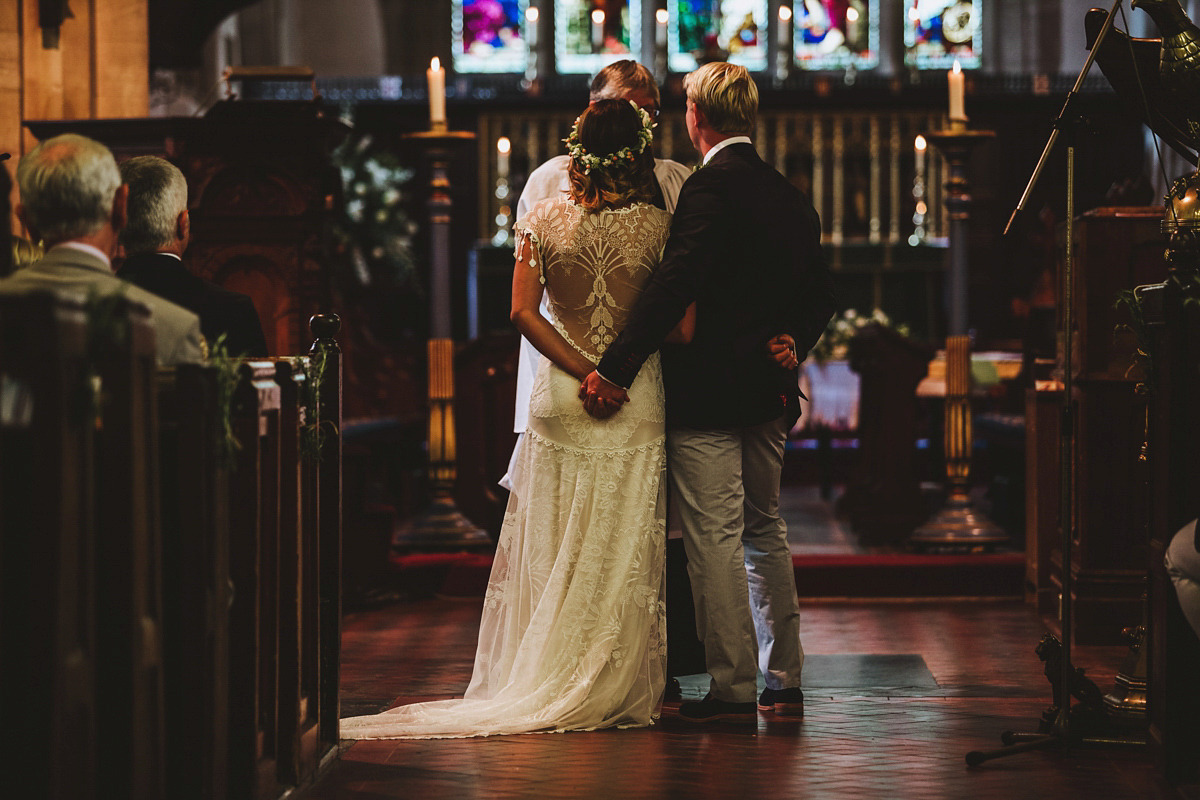 Jessica wore a Claire Pettibone gown from Ellie Sanderson in Surrey for her country village wedding that was full of fun and charm. Photography by Frankee Victoria.